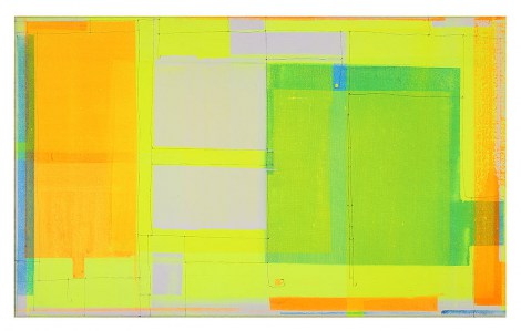 Farbfelder von Oben,  Bild mit grün gelb und blau, Acryl Bleistift LWD,  Marius D. Kettler 2019